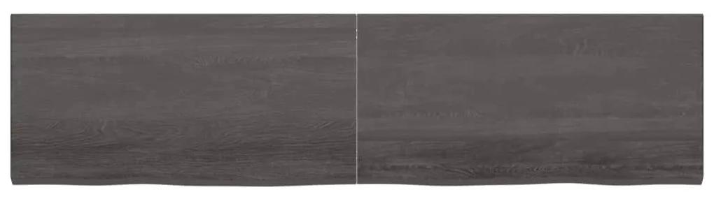 Ράφι Τοίχου Σκούρο Καφέ 200x50x(2-4) εκ. Επεξ. Μασίφ Ξύλο Δρυός - Καφέ