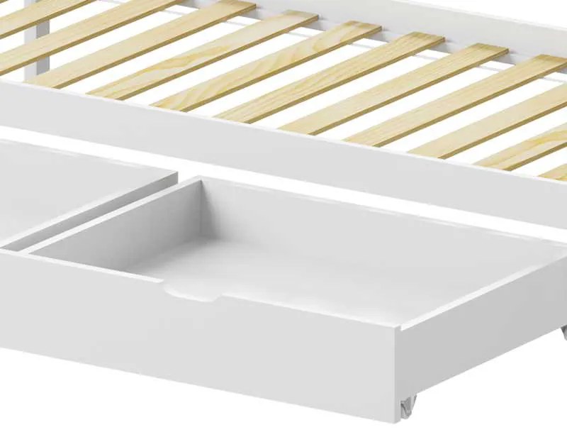 Παιδικό κρεβάτι Mellin τ.Montessori με 2 συρτάρια pakoworld ξύλο πεύκου σε λευκή απόχρωση 90x190εκ