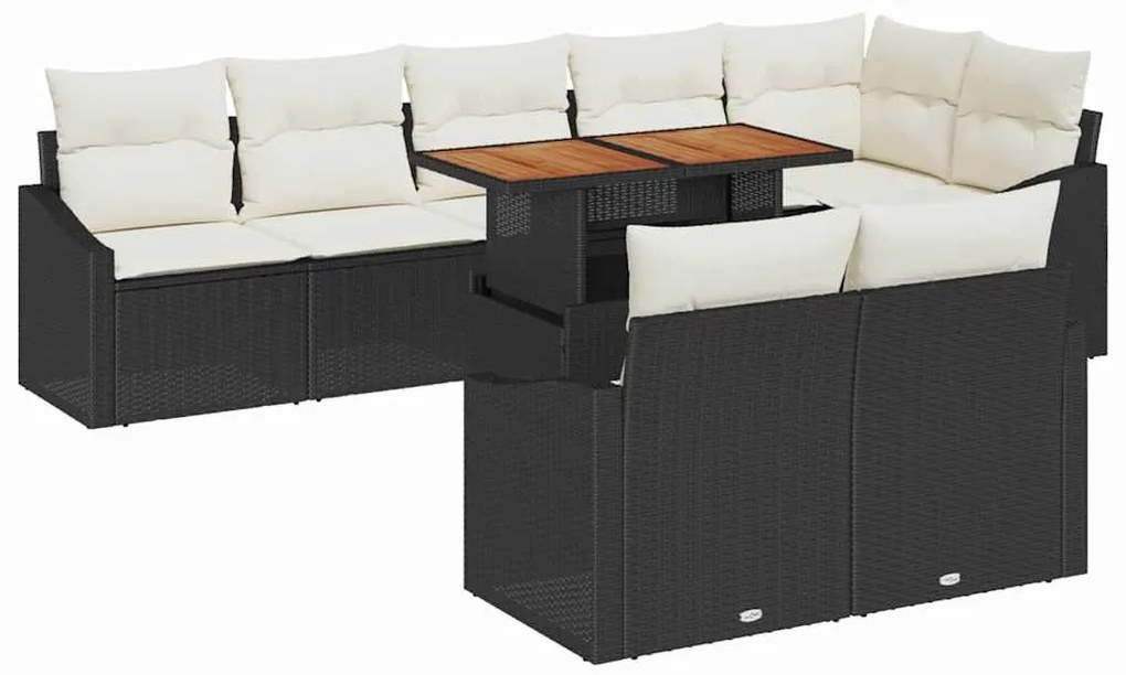 vidaXL Σετ Καναπέ Κήπου 9 pcs Μαύρο, Κρέμα 100 x 55 x 73 εκ