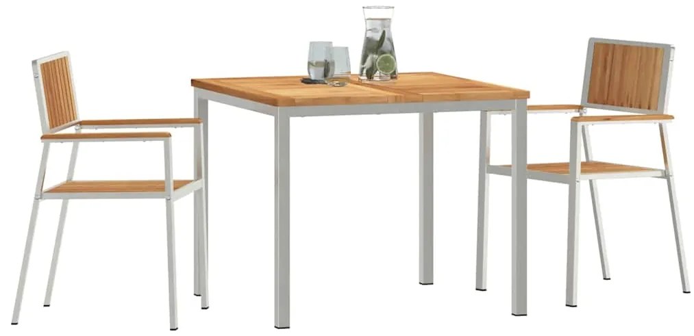 vidaXL Σέτ φαγητού για κήπο 3 pcs Καφέ Μασίφ ξύλο teak