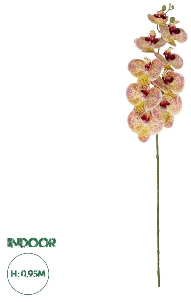 GloboStar® Artificial Garden PING SALMON ORCHID BRANCH 21405 Τεχνητό Διακοσμητικό Κλαδί  Ροζ Ορχιδέα Y95cm