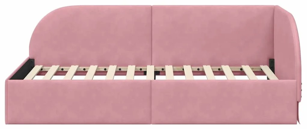 vidaXL Κρεβάτι Γωνίας με κεφαλάρι Ροζ 90 x 200 cm Βελούδο
