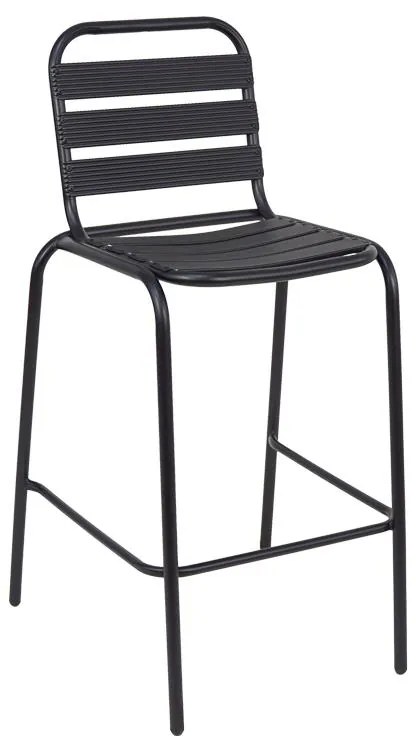 Bar stool Sussie black metal with aluminum slats 58x58x111cm 58x58x111 εκ.