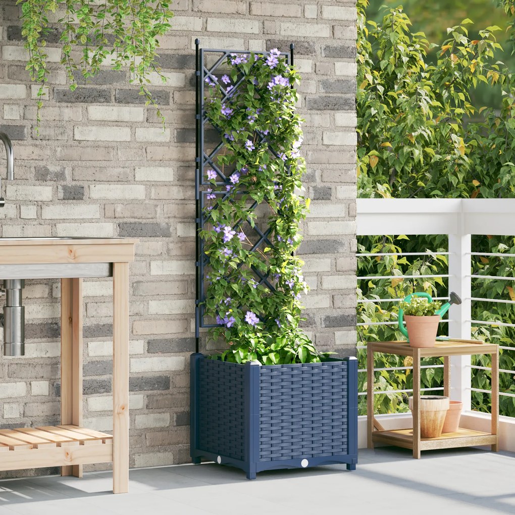 vidaXL Γλάστρα Κήπου με Πλέγμα Γκρι 40x40x143 εκ