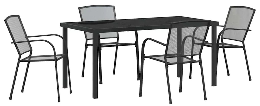 vidaXL Σέτ φαγητού για κήπο 5 pcs Ανθρακί Χάλυβας με επίστρωση πούδρας