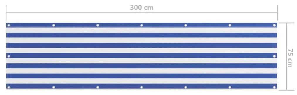 Διαχωριστικό Βεράντας Λευκό/Μπλε 75 x 300 εκ. Ύφασμα Oxford - Πολύχρωμο