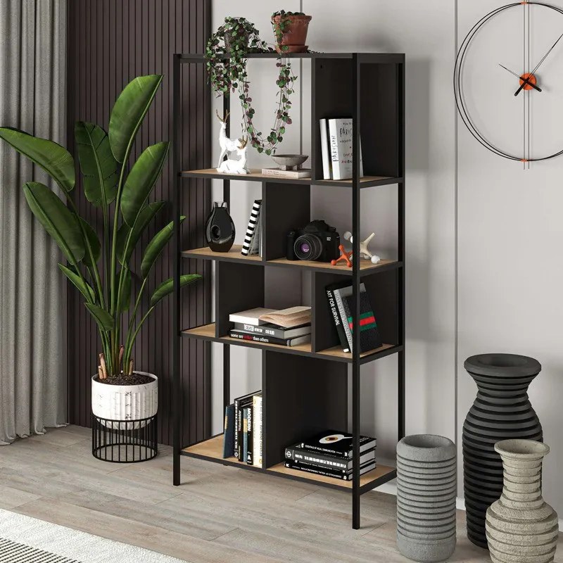 Megapap Βιβλιοθήκη Midi Sapphire Oak - Silky Black