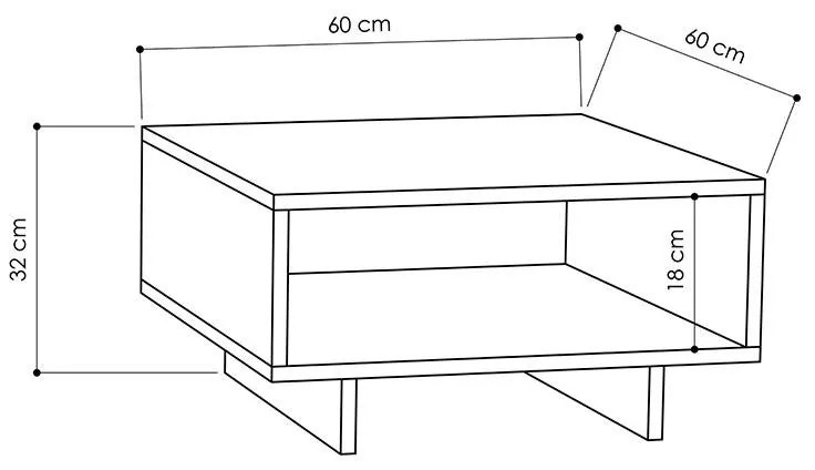 Τραπέζι σαλονιού Hola ανθρακί 60x60x32εκ 60x60x32 εκ.