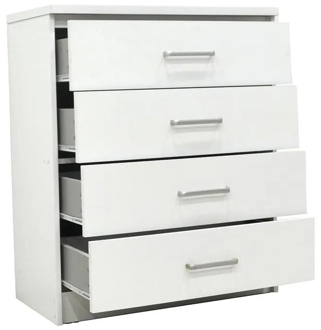 Συρταριέρα OLYMPUS pakoworld με 4 συρτάρια χρώμα λευκό 80x40x95εκ