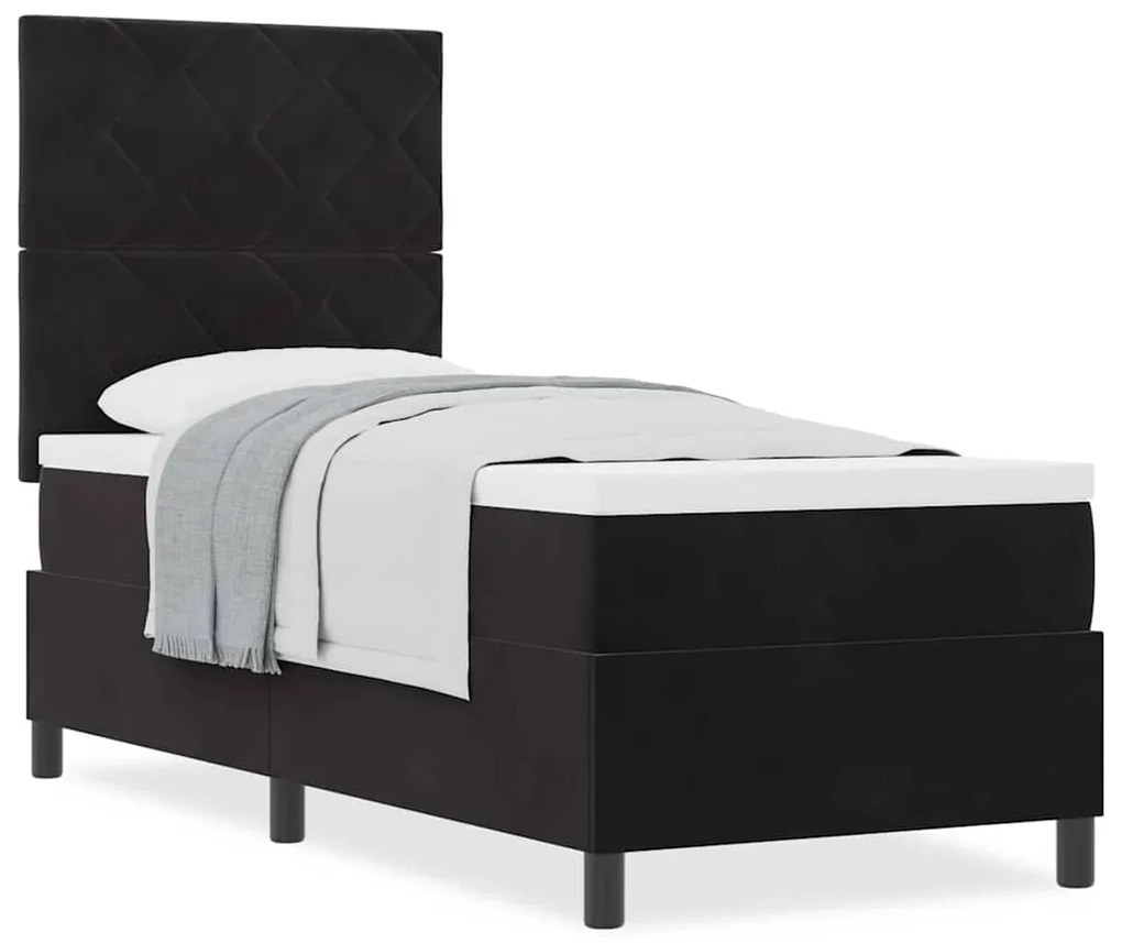 vidaXL Κρεβάτι με ελατήρια με στρώμα Μαύρο 80 x 200 cm Βελούδο