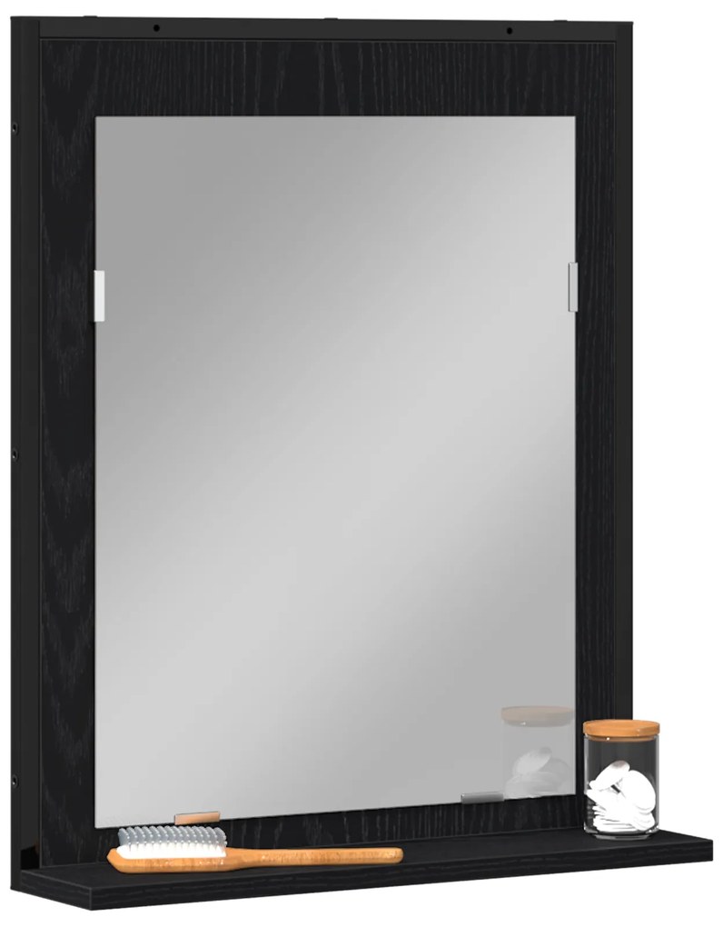 vidaXL Καθρέφτης μπάνιου  Μαύρο Δρυς 50x12x60 εκ. Επεξεργασμένο ξύλο