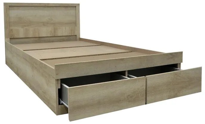Κρεβάτι μονό Nalos με συρτάρι castillo-oak 100x200εκ 105x205x80 εκ.