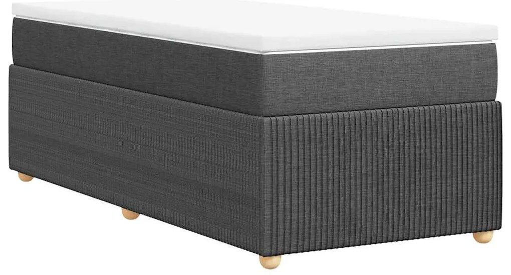 vidaXL Κρεβάτι Boxspring με Στρώμα Σκούρο Γκρι 90x200 εκ. Υφασμάτινο
