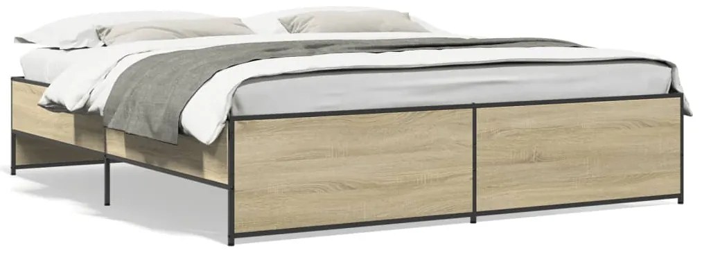 vidaXL Πλαίσιο Κρεβατιού Sonoma Δρυς 180x200 εκ. Επεξ. Ξύλο &amp; Μέταλλο