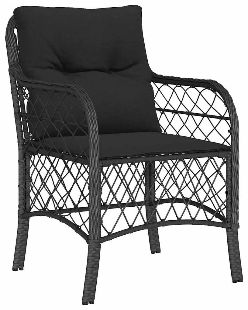 vidaXL Σέτ φαγητού για κήπο με μαξιλάρι 7 pcs Μαύρο Πολυ ράταν