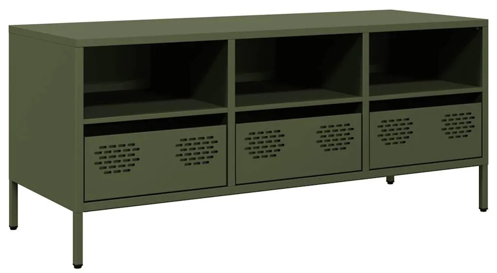 vidaXL Έπιπλο Τηλεόρασης Λαδί 101,5x39x43,5 εκ. Ατσάλι Ψυχρής Έλασης