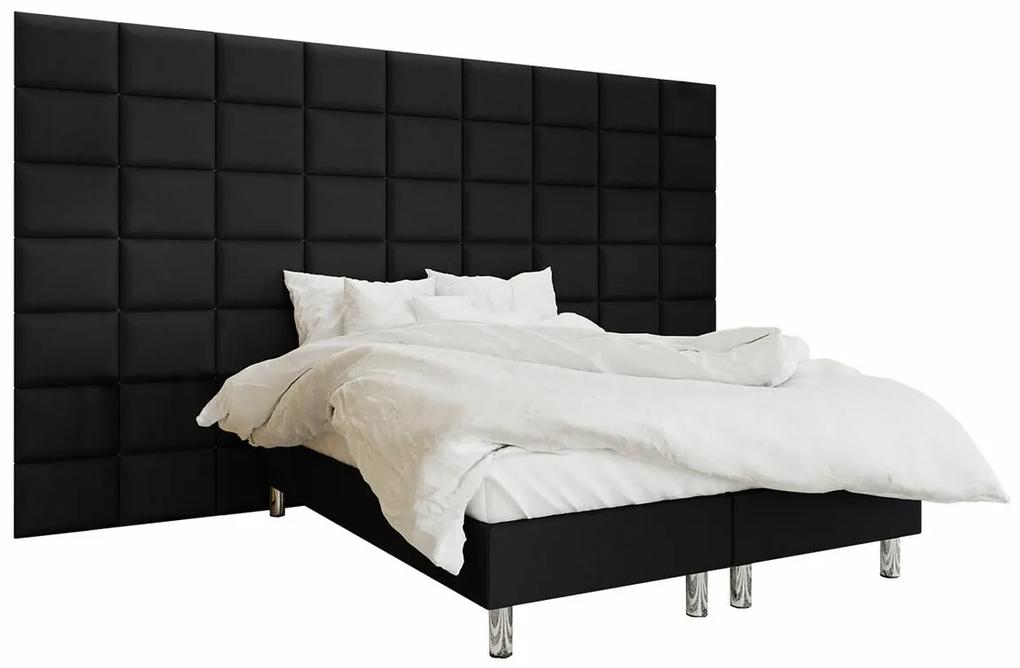 Κρεβάτι continental Logan 103, Continental, Διπλό, Μαύρο, 180x200, Οικολογικό δέρμα, Τάβλες για Κρεβάτι, 360x200x180cm, 155 kg, Στρώμα: Ναι