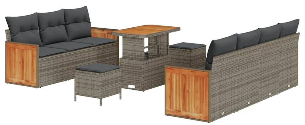 vidaXL Σετ Καναπέ Κήπου 10 pcs Γκρι 90 x 55 x 71 cm συνθετικό ρατάν