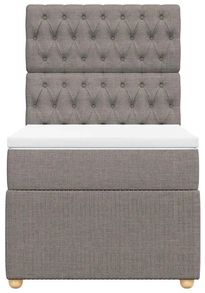 vidaXL Κρεβάτι Boxspring με Στρώμα Taupe 100 x 200 εκ. Υφασμάτινο