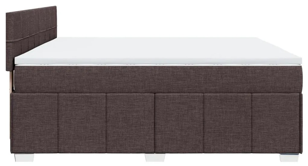 vidaXL Κρεβάτι Boxspring με Στρώμα Σκούρο Καφέ 200x200 εκ. Υφασμάτινο