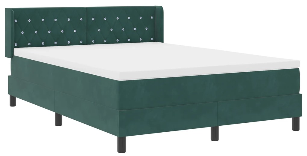 vidaXL Κρεβάτι Με Στρώμα Dark Green 140x200 cm Βελούδο
