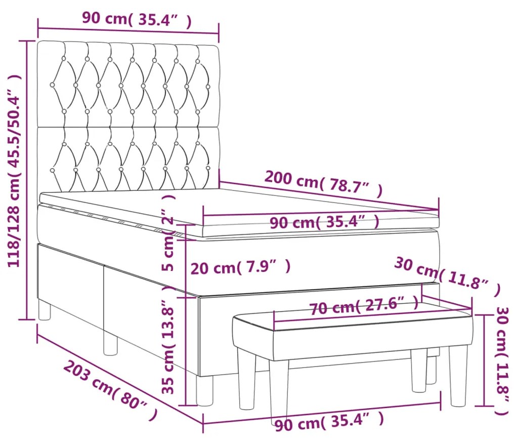 ΚΡΕΒΑΤΙ BOXSPRING ΜΕ ΣΤΡΩΜΑ ΡΟΖ 90X200 ΕΚ. ΒΕΛΟΥΔΙΝΟ 3138006