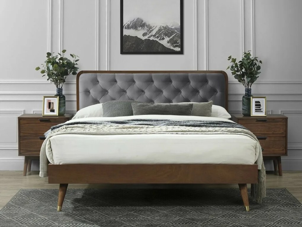 Κρεβάτι Houston 860, Διπλό, Καφέ, 160x200, Ξύλο, Τάβλες για Κρεβάτι, 162x208x102cm, 59 kg | Epipla1.gr