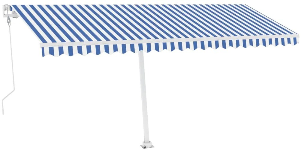 vidaXL Τέντα Αυτόματη με LED &amp; Αισθ. Ανέμου Μπλε / Λευκό 500x350 εκ.