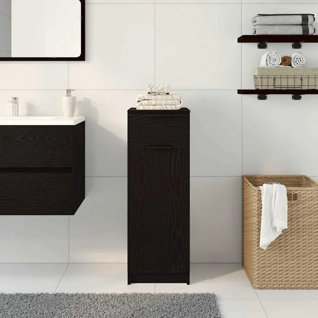 vidaXL Ντουλάπι Μπάνιου Μαύρη δρυς 32 x 34 x 90 εκ Επεξεργασμένο ξύλο