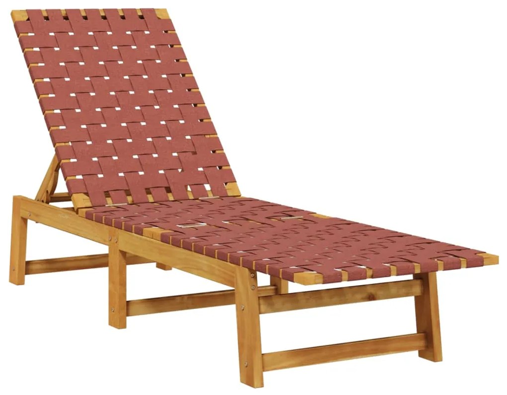 vidaXL Ξαπλώστρες 2 τεμ. Κόκκινο από Μασίφ Ξύλο Ακακίας και Ύφασμα