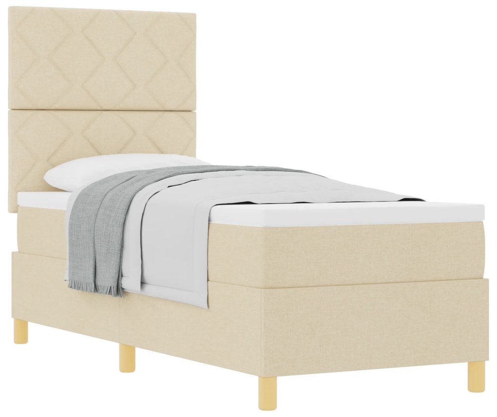 vidaXL Κρεβάτι με ελατήρια με στρώμα Κρεμ 80 x 200 cm ύφασμα