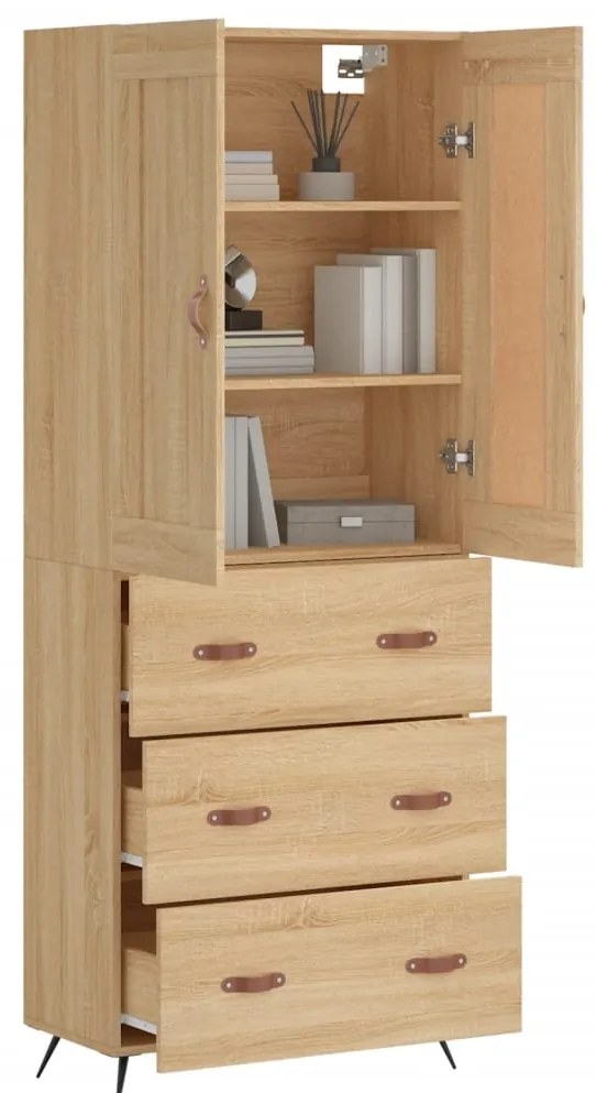 vidaXL Ντουλάπι Sonoma δρυς 69,5 x 34 x 180 εκ. από Επεξεργασμένο Ξύλο