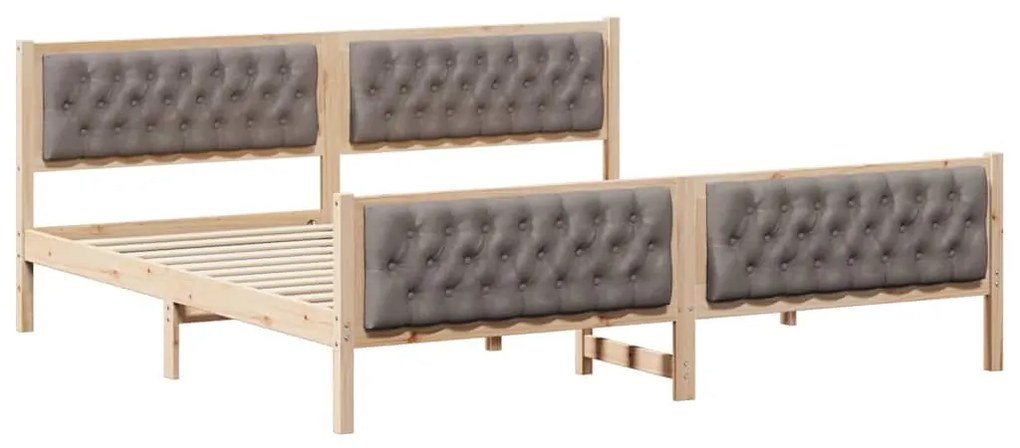 vidaXL Σκελετός Κρεβατιού Taupe 200 x 200 cm Στερεά ξυλεία πεύκου