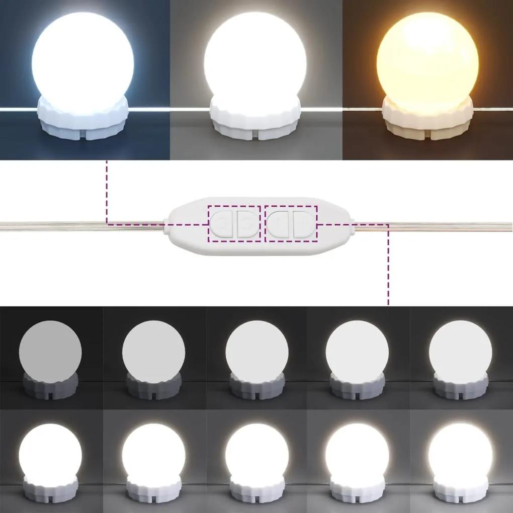 Μπουντουάρ LED με 2Ντουλάπια Γυαλιστερό λευκό από Επεξεργ. Ξύλο - Λευκό