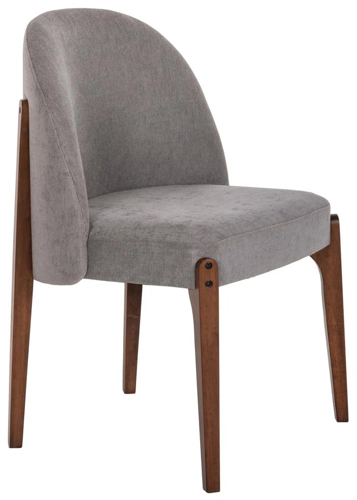 Καρέκλα Τραπεζαρίας RAMMER Rubberwood Καρυδί και Γκρί ύφασμα 57x55x86Υεκ. 2αδα 57x55x86 εκ.