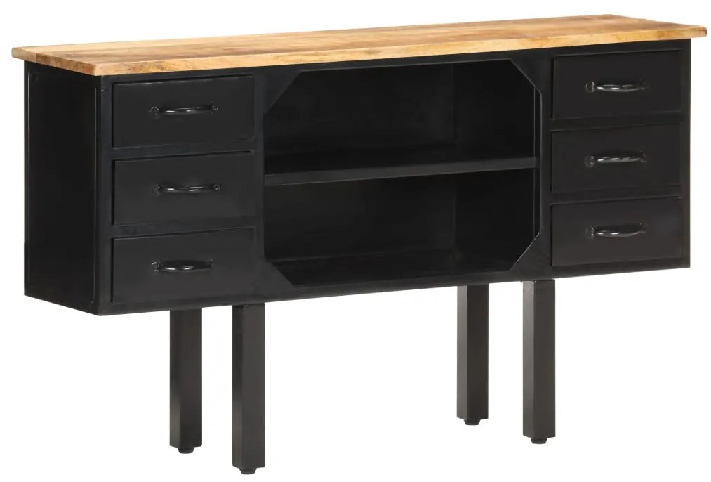 vidaXL Μπουφές 110x30x65 εκ. Μασίφ Ακατέργαστο Ξύλο Μάνγκο και Ατσάλι