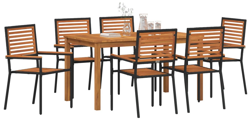 vidaXL Σετ Τραπεζαρίας Κήπου 7 pcs Μαύρο 140 x 80 x 74 cm