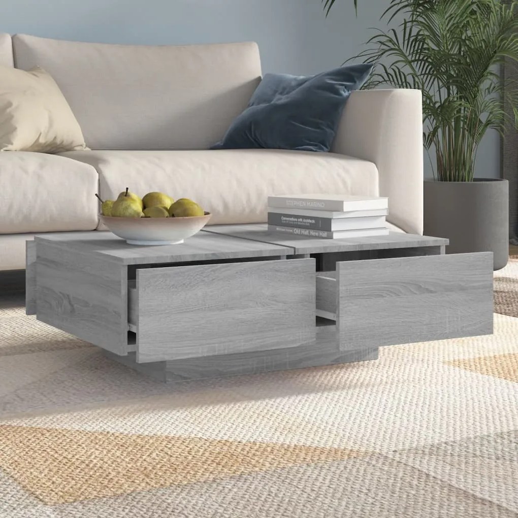 vidaXL Τραπεζάκι Σαλονιού Γκρι Sonoma 90x60x31 εκ. Επεξεργασμένο Ξύλο