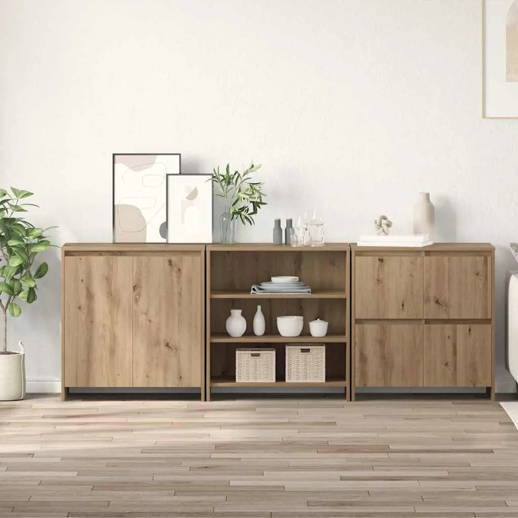 vidaXL Παραδοσιακά Πλευρικά Έπιπλα 3 pcs artisan δρυς 70 x 41 x 75 εκ.