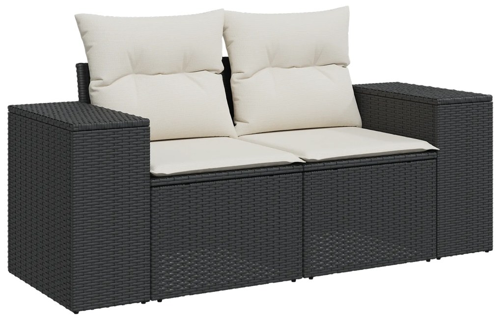 vidaXL 9 κομματιών Garden Sofa Set με μαξιλάρια. Μαύρο Πολυ Ράτταν.