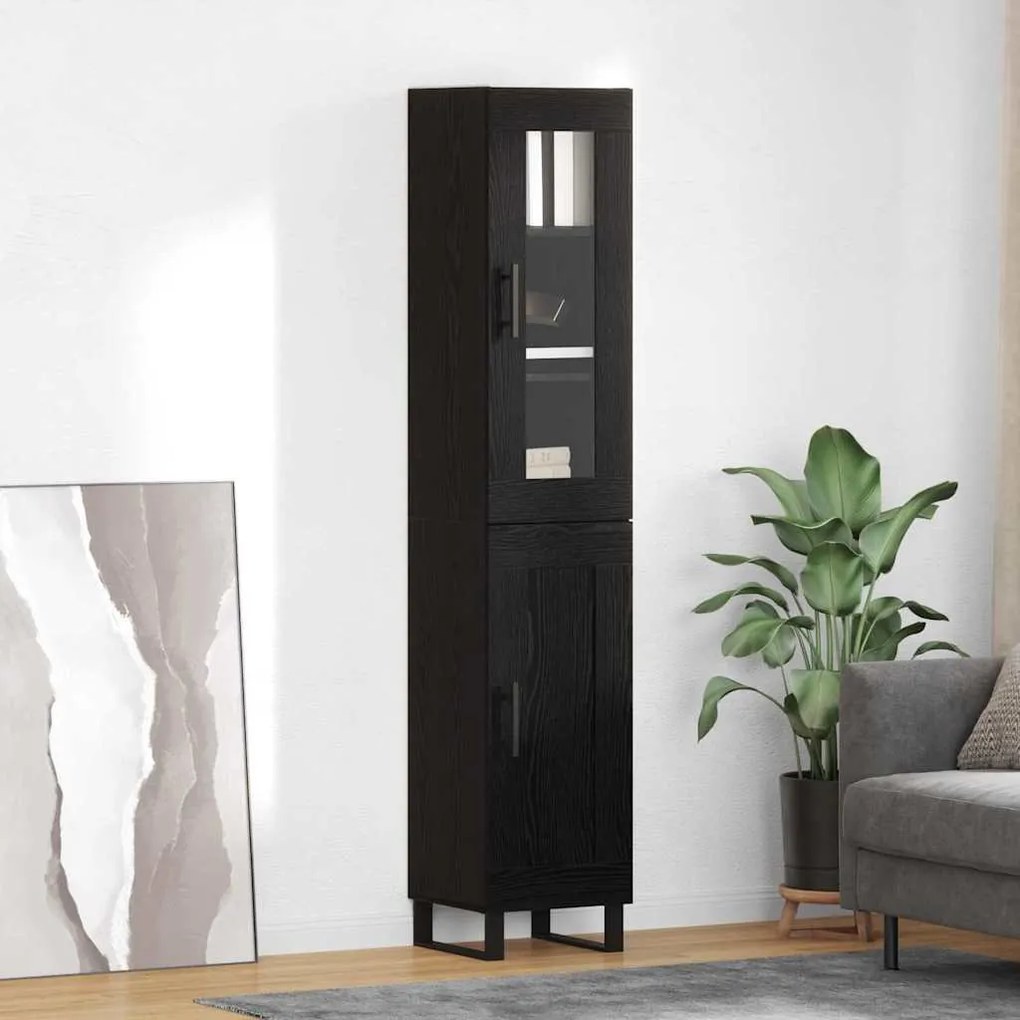 Highboard Μαύρη Οξυά 69,5 x 34 x 180 εκ. Επεξεργασμένο ξύλο