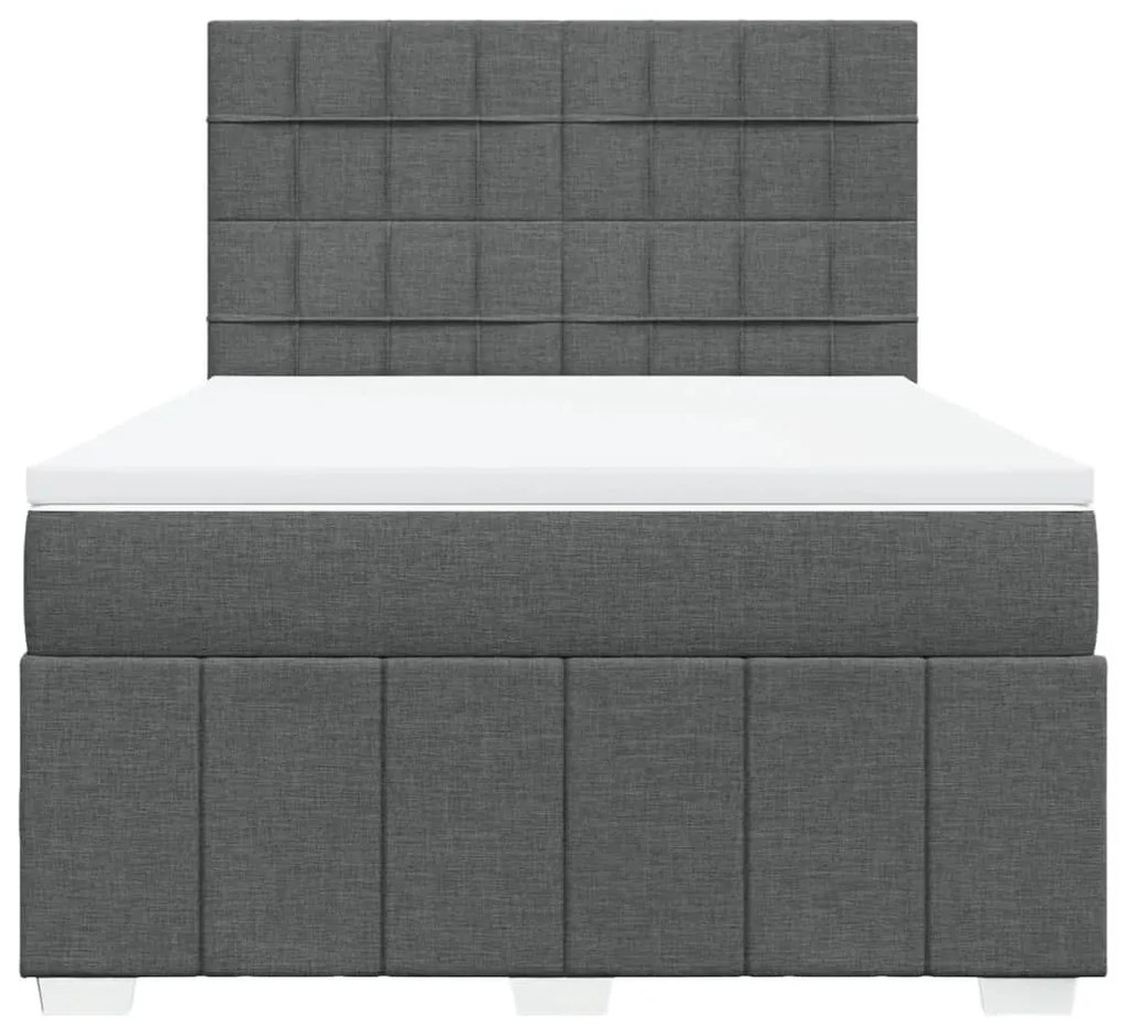 Κρεβάτι Boxspring με Στρώμα Σκούρο Γκρι 140x200 εκ Υφασμάτινο - Γκρι