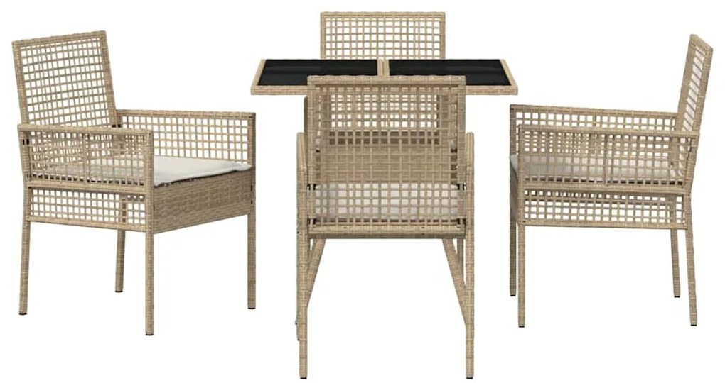 vidaXL Σέτ φαγητού για κήπο 5 pcs Μπεζ συνθετικό ρατάν