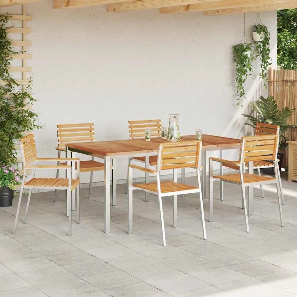 vidaXL Στοιβάξιμες Καρέκλες Κήπου 6 τμχ 54,5x56x89 εκ από Μασίφ ξύλο Teak