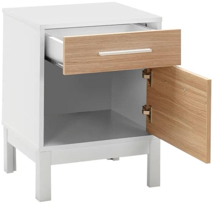 Κομοδίνο London Megapap χρώμα λευκό - oak 45x41x60εκ.