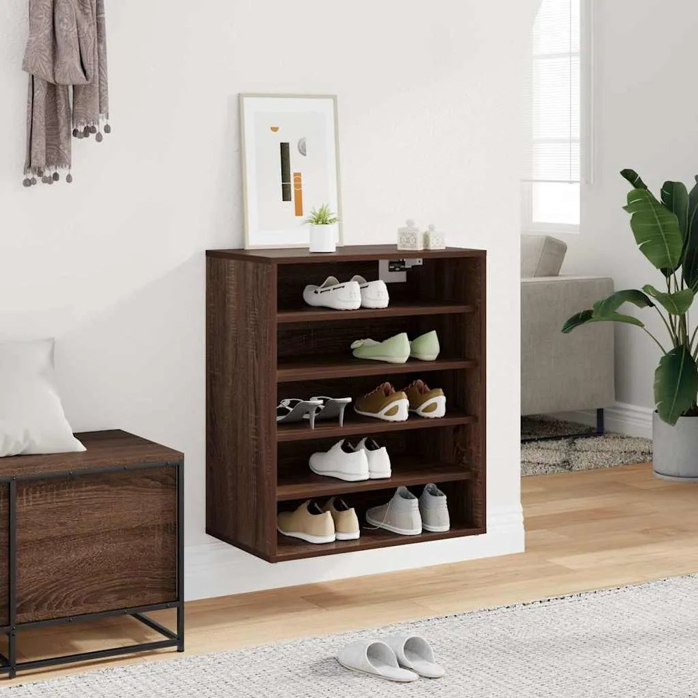 vidaXL Παπουτσοθήκη Καφέ Δρυς 60x35x70 εκ. από Επεξεργασμένο Ξύλο