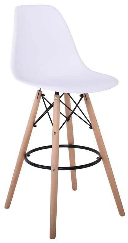 Σκαμπώ ART Wood BAR ABS Λευκό (με πλάτη) 46x54x74/111cm (Σετ 2 ΤΕΜ)