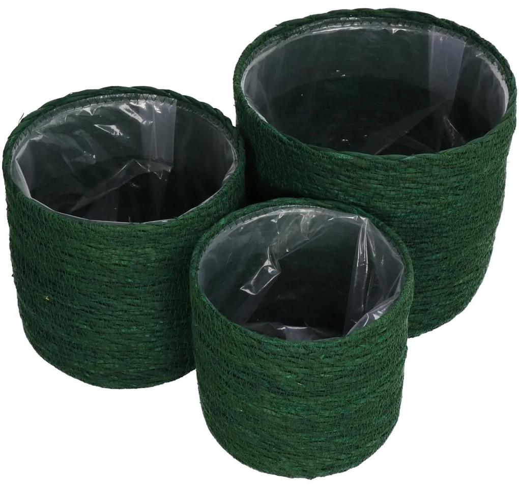 Καλάθι Πράσινο Seagrass 20x20x18cm Σετ 3Τμχ - Φυσικό Υλικό - 05150828