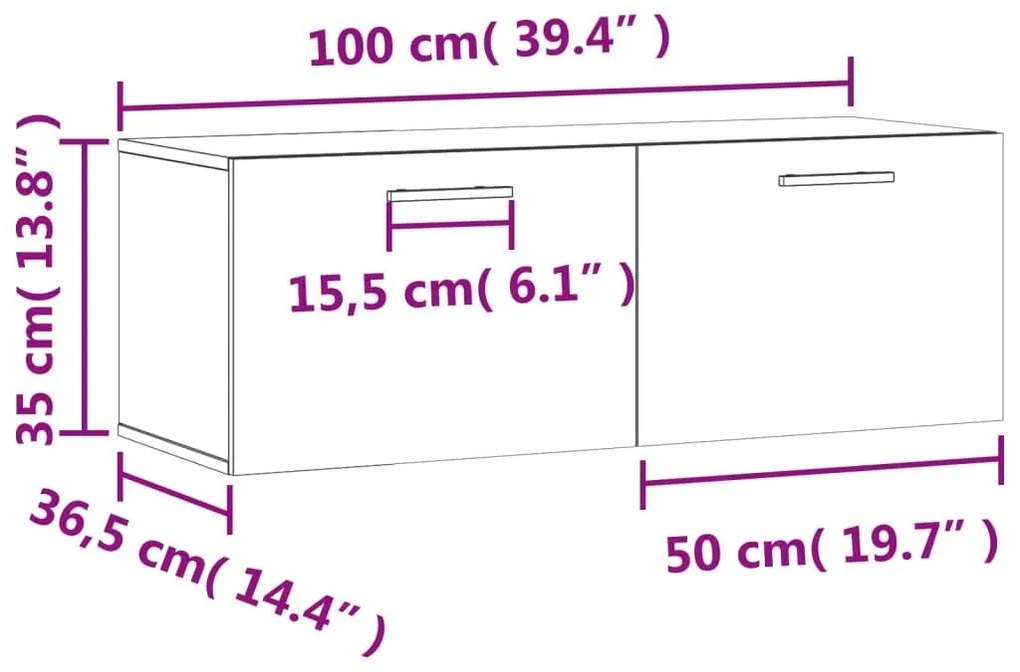 Ντουλάπι Τοίχου Καπνιστή δρυς 100x36,5x35εκ. Επεξεργασμένο Ξύλο - Καφέ