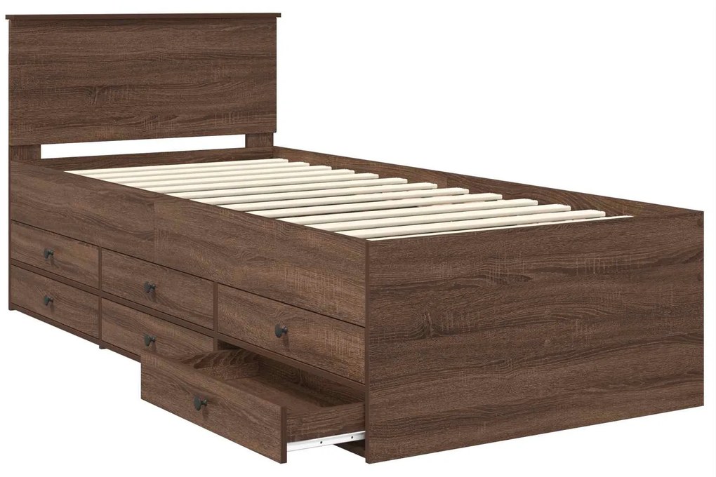 vidaXL Καναπές Κρεβάτι με συρτάρι Καφέ δρυς και Μαύρο 90 x 200 cm